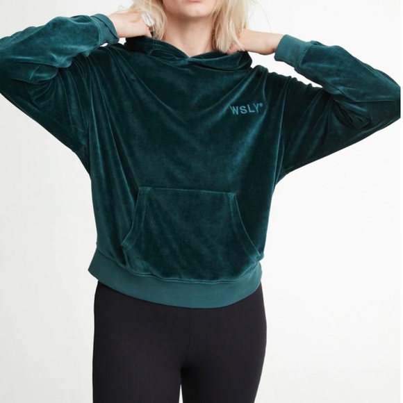 NWT $148 WSLY Eco Plush Classic Pocket Hoodie in Tourmaline Small - Picture 11 of 12